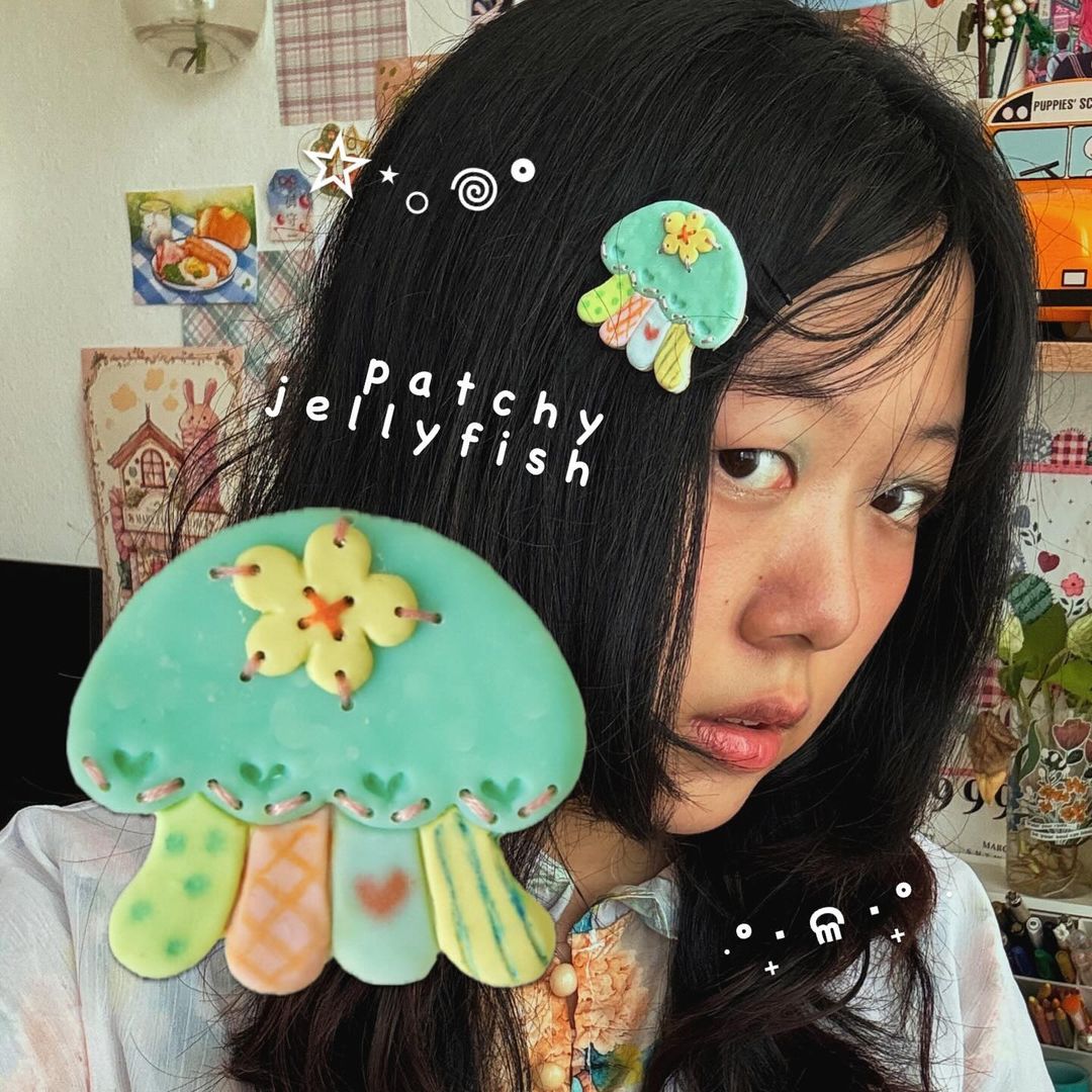 Patchy Jellyfish : polymer clay accessories