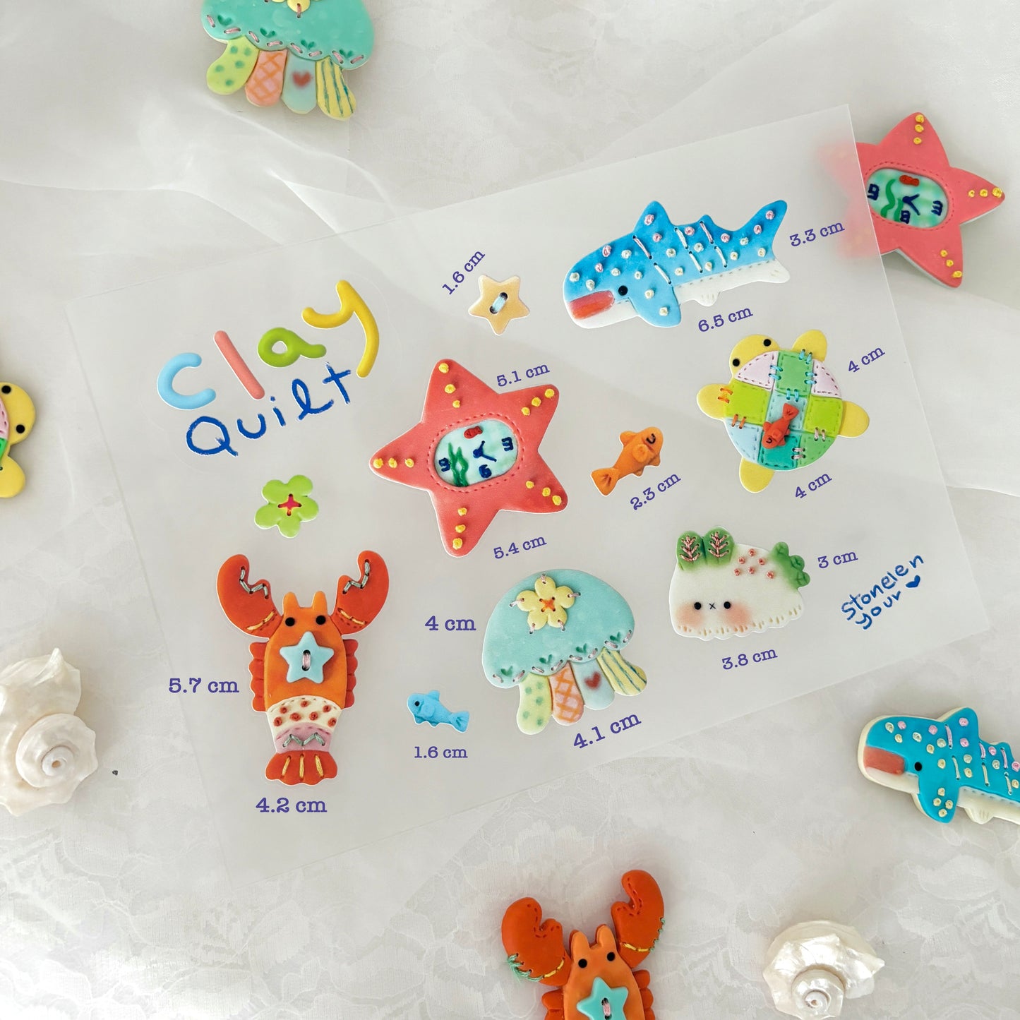 Sea Homie Clay Quilt sticker sheet