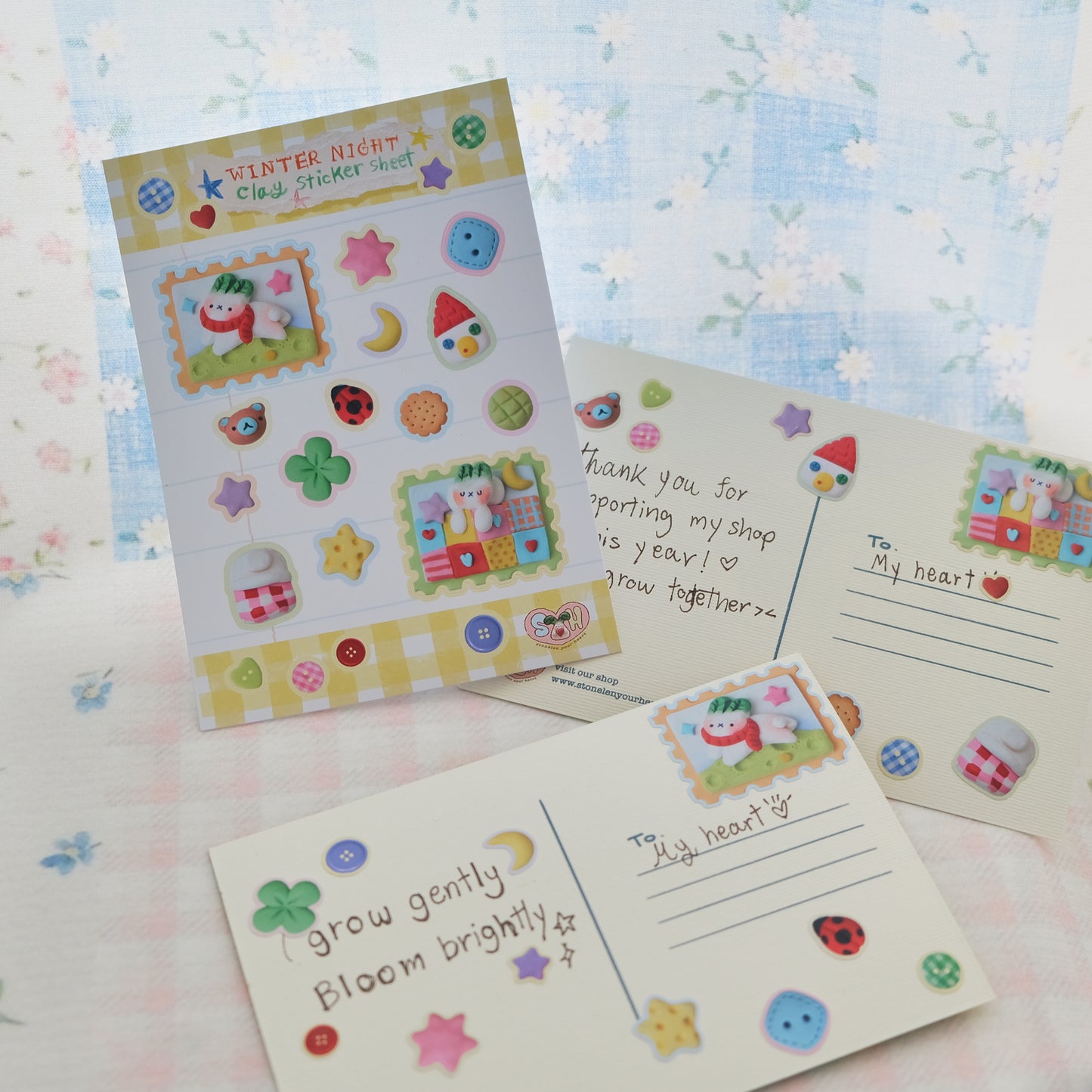 Winter Night Clay Sticker Sheet