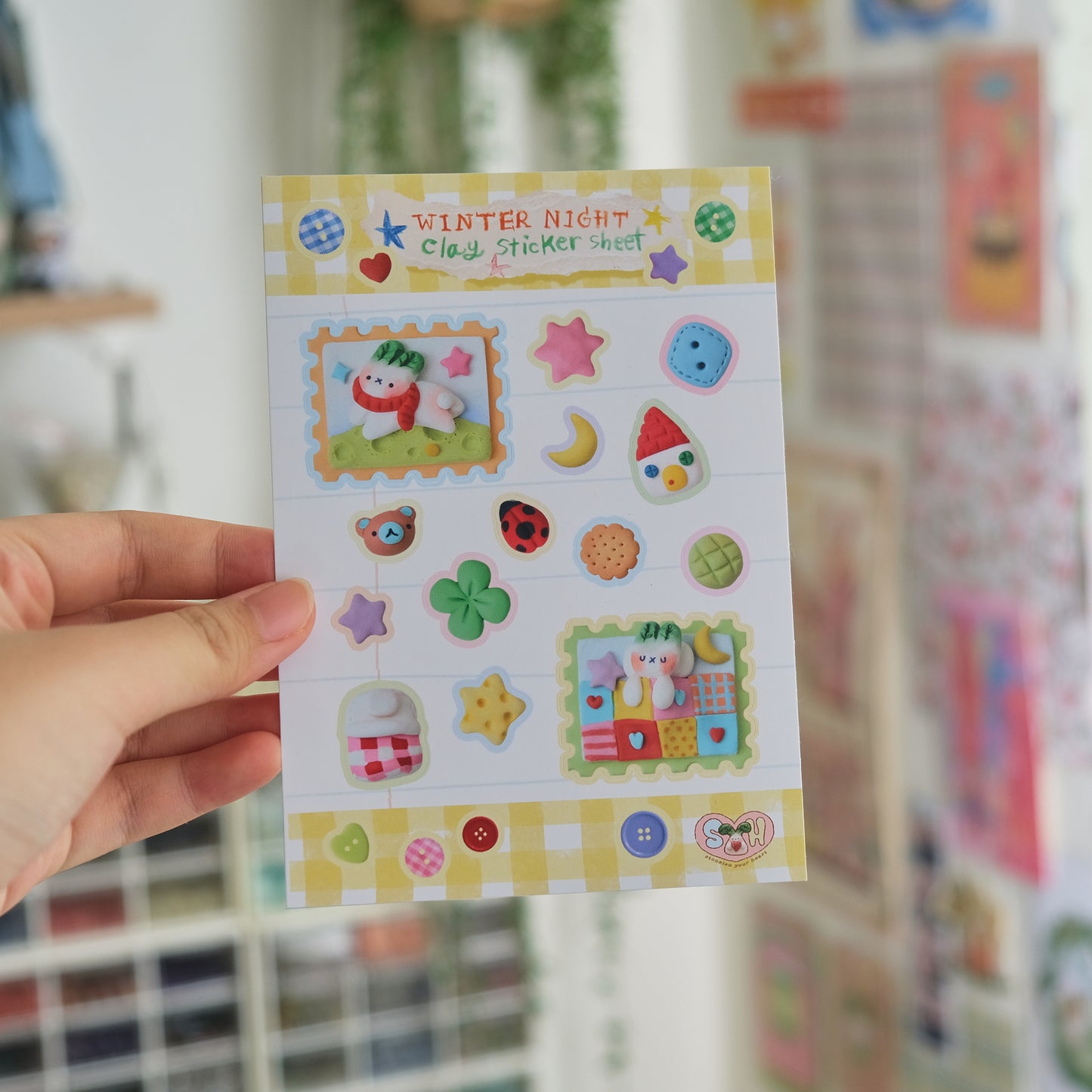 Winter Night Clay Sticker Sheet