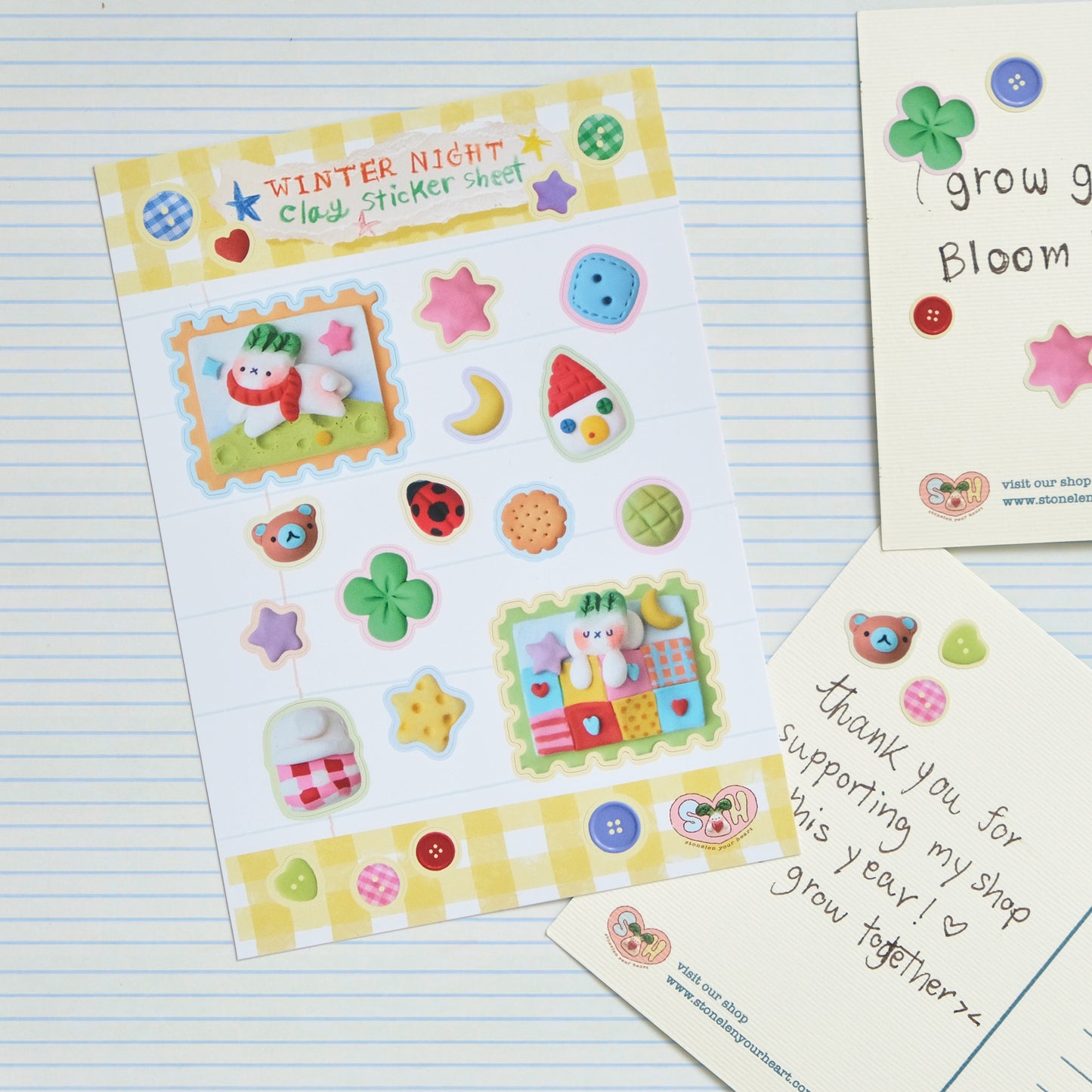 Winter Night Clay Sticker Sheet