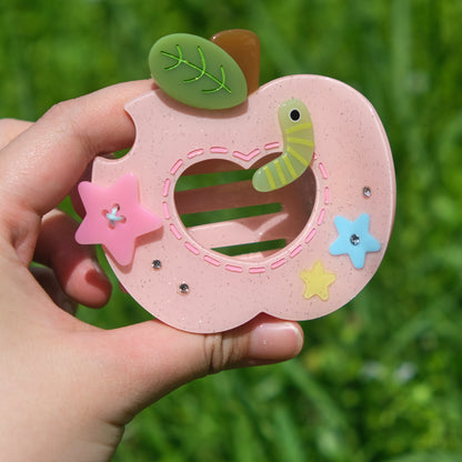 (Pre-Order) Pink Chompy Apple Flat Claw Clip