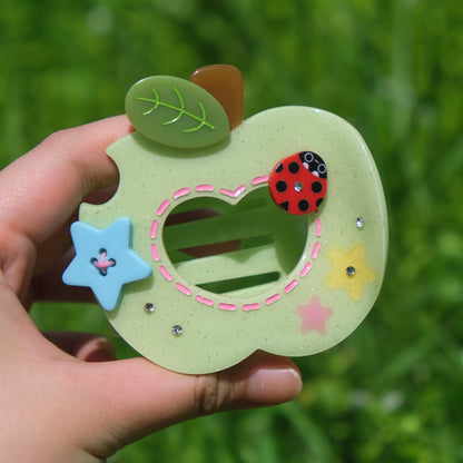 (Ready in Stock) Green Chompy Apple Flat Claw Clip