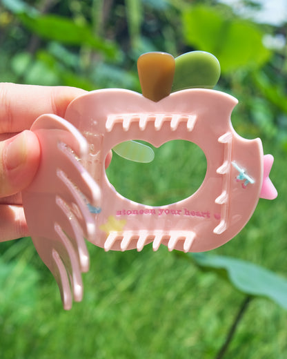(Pre-Order) Pink Chompy Apple Flat Claw Clip