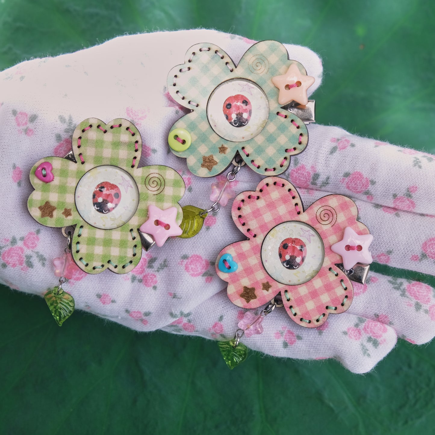Wooden Clover Hair Clip and Pin