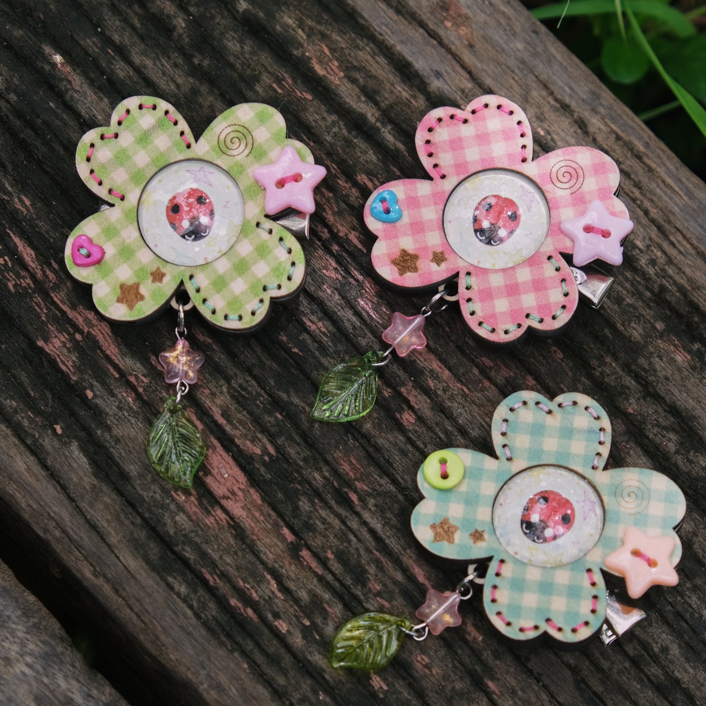 Wooden Clover Hair Clip and Pin