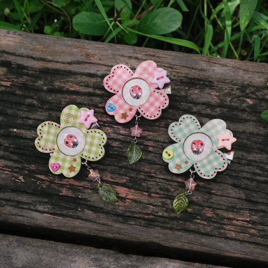 Wooden Clover Hair Clip and Pin