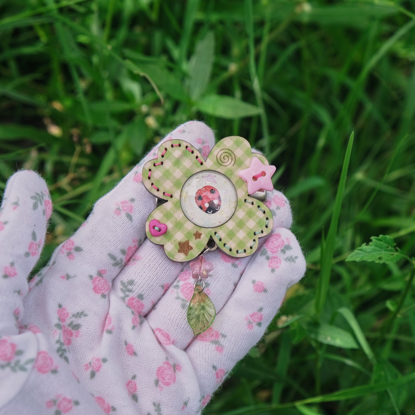 Wooden Clover Hair Clip and Pin