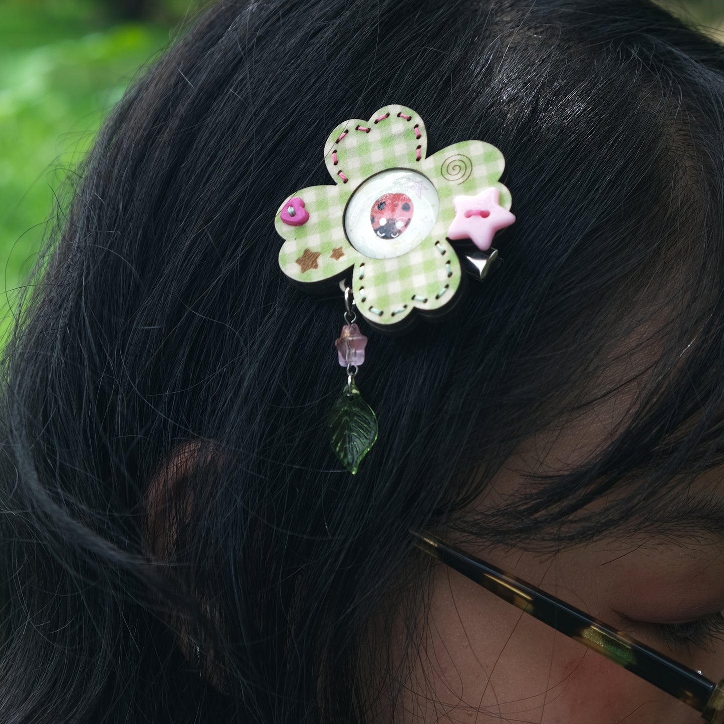 Wooden Clover Hair Clip and Pin