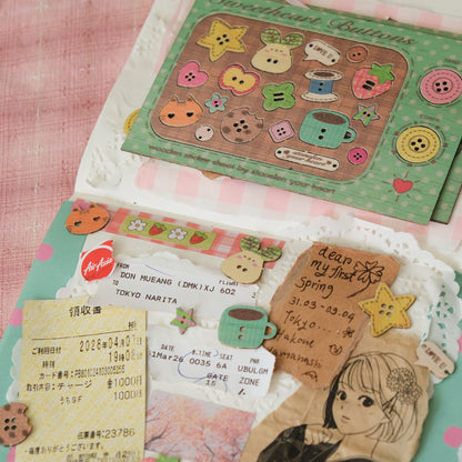Sweetheart Button Wooden Sticker Sheet