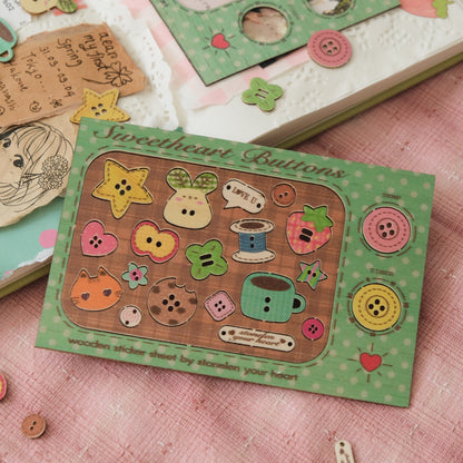 Sweetheart Button Wooden Sticker Sheet