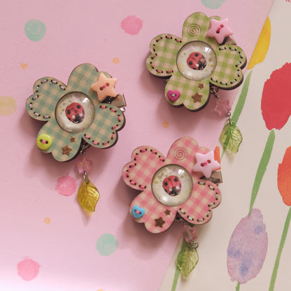 Wooden Clover Hair Clip and Pin
