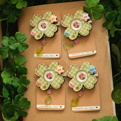 Wooden Clover Hair Clip and Pin