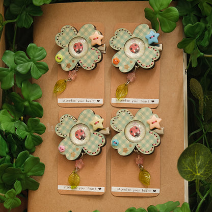 Wooden Clover Hair Clip and Pin