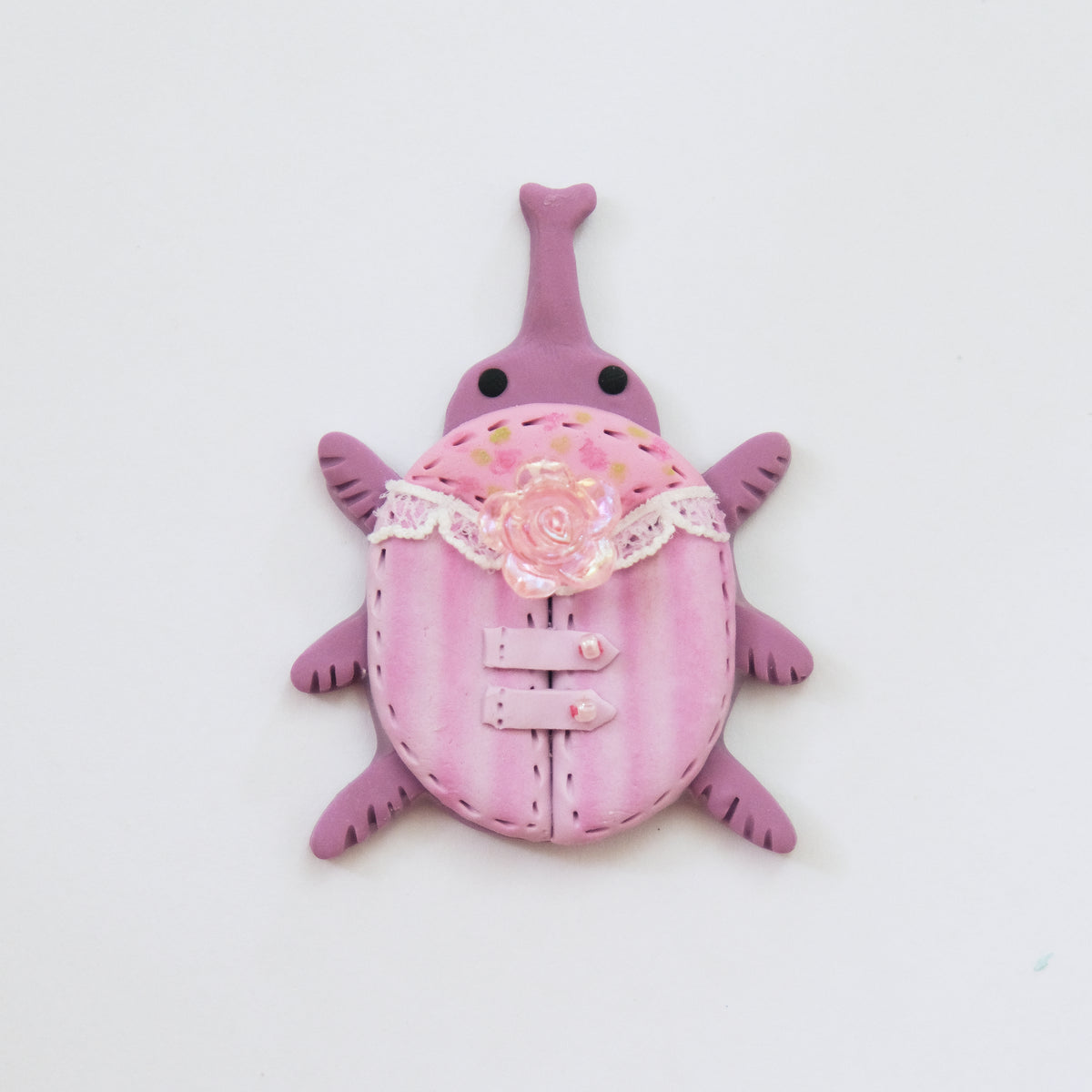 Rosy Beetle : Polymer Clay Accessories