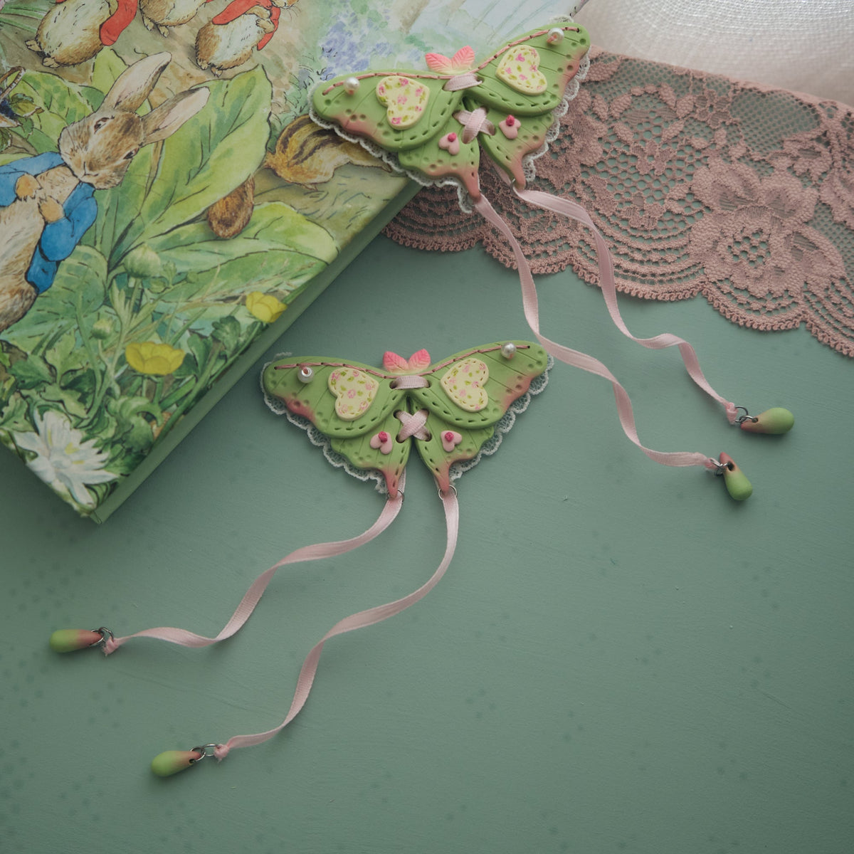 Flattering Moon Moth : Polymer Clay Accessories