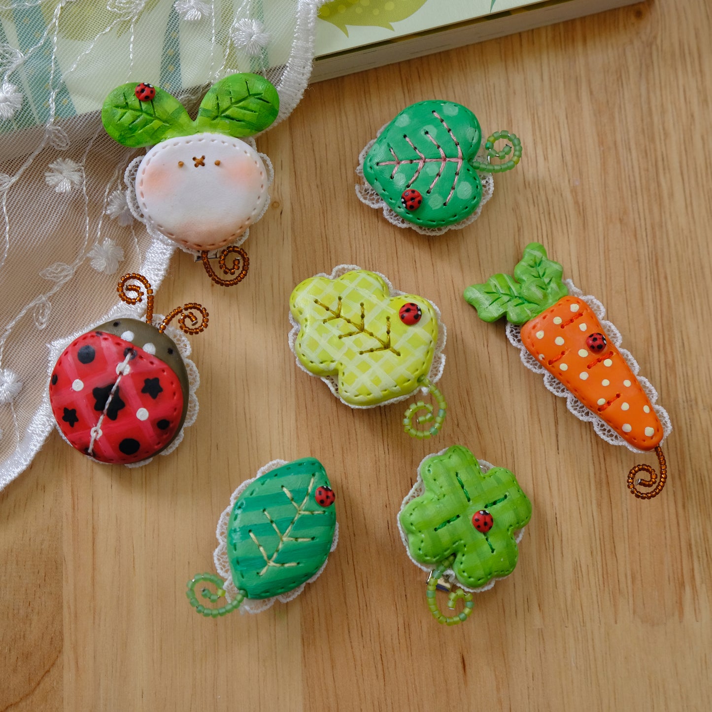 Tiny ClayQuilt Accessories: Ladybug in My Yard Collection