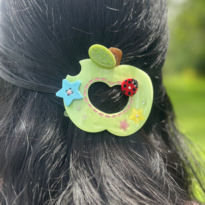 (Ready in Stock) Green Chompy Apple Flat Claw Clip