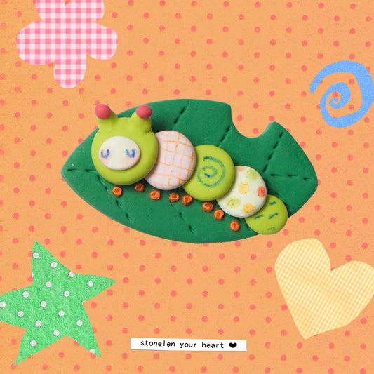 Eepy Worm: Polymer Clay Hair clips