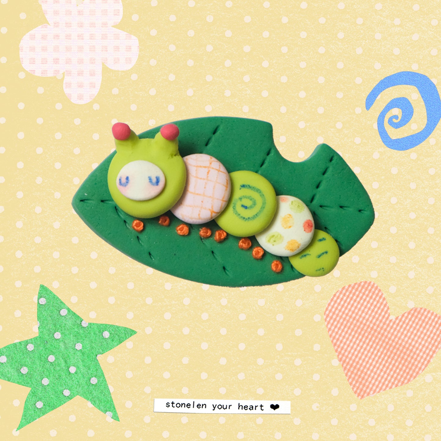 Eepy Worm: Polymer Clay Hair clips