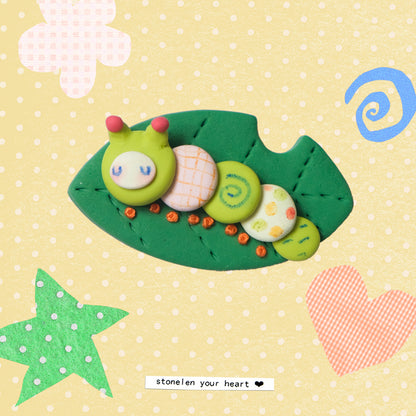 Eepy Worm: Polymer Clay Hair clips